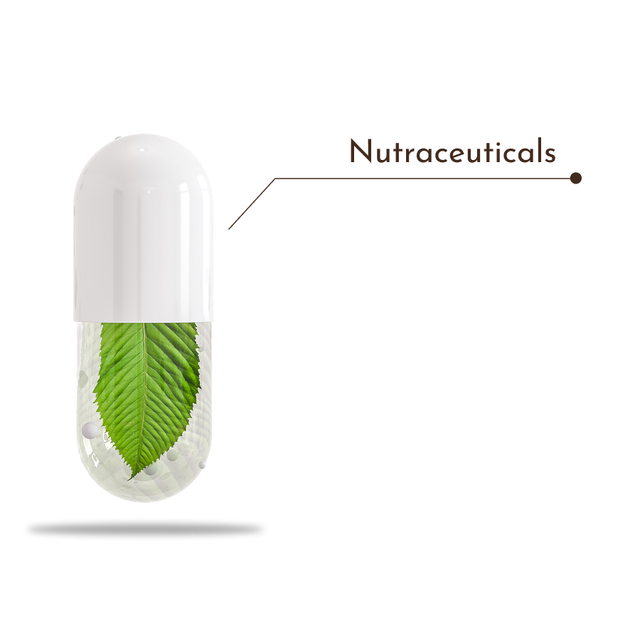 Nutraceutical capsule with green leaf