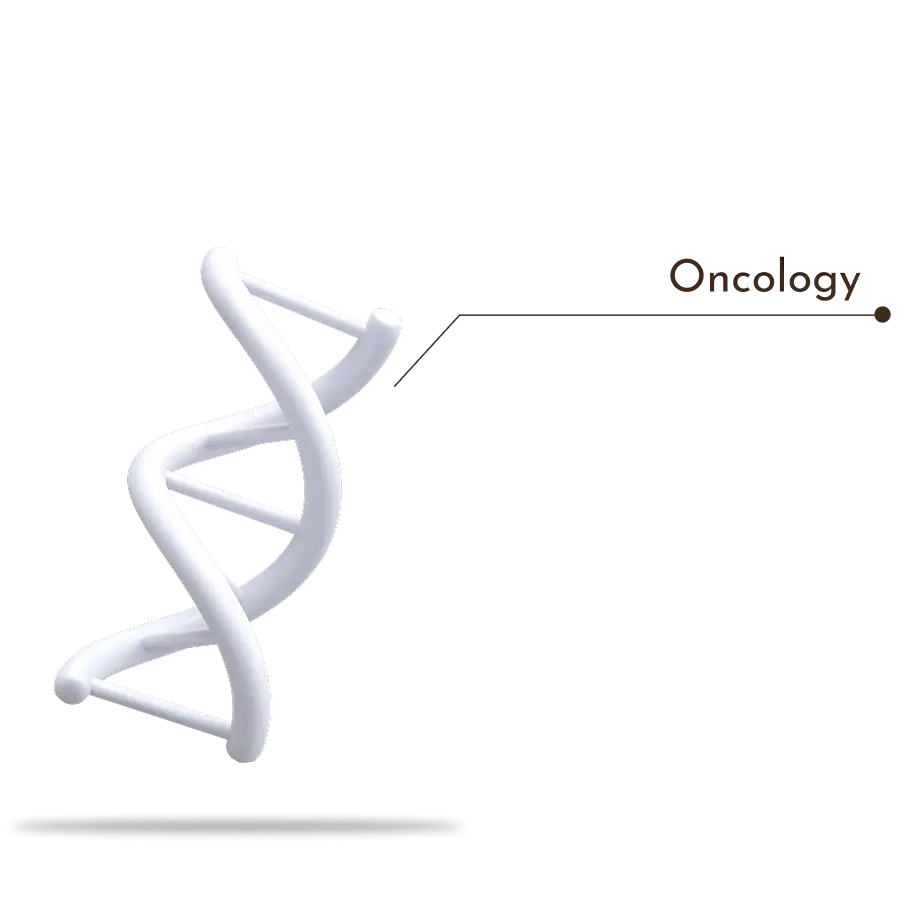 Oncology visual with DNA helix for targeted therapy and research
